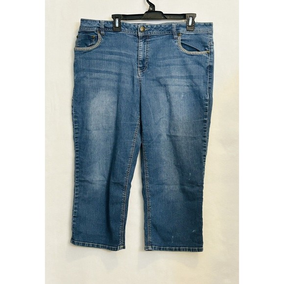 Lane Bryant Denim - Lane Bryant Avenue Womens Capri Jeans Size 18 Light Blue Wash Embellished Pocket